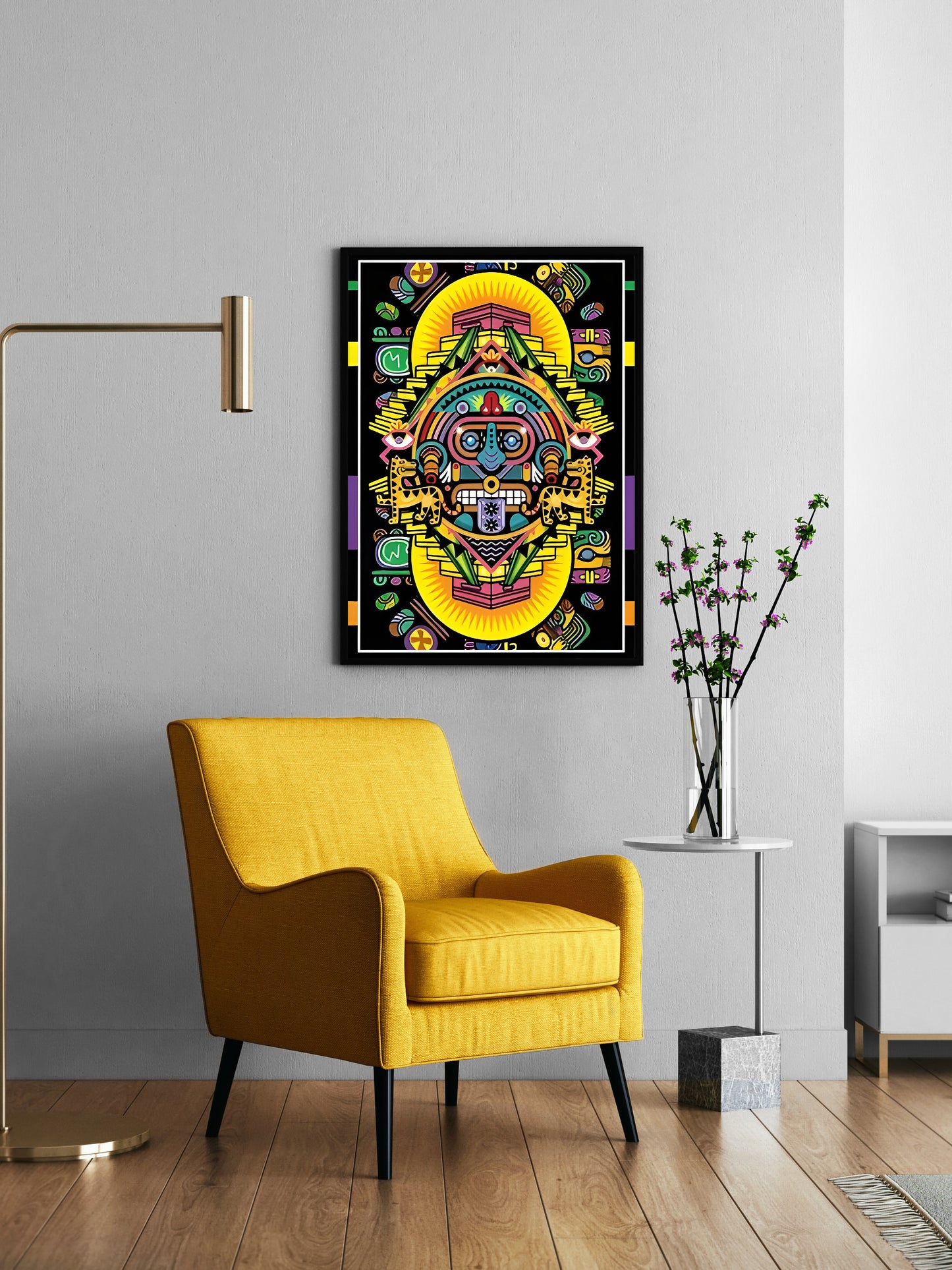 Tribal Psychedelic Wall Art | Abstract Ethnic Deity Print | Colorful Spiritual Poster