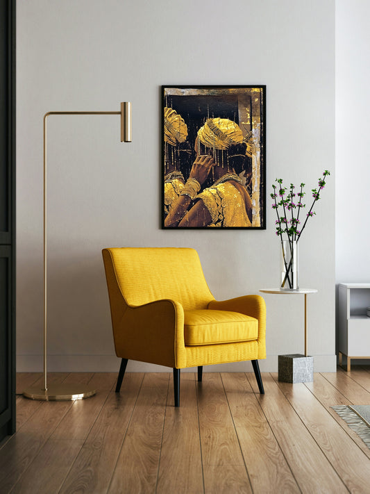Golden Silence | Vintage Indian Royalty Wall Art | Elegant Traditional Portrait Print